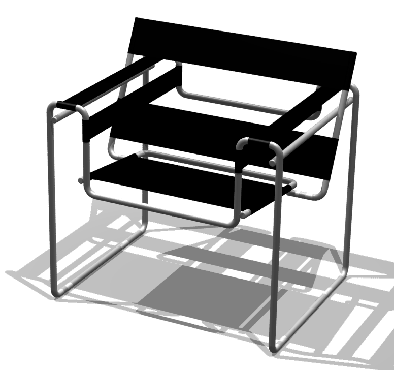 鋼管フレームと帯状の座面で構成されたWassily Chair